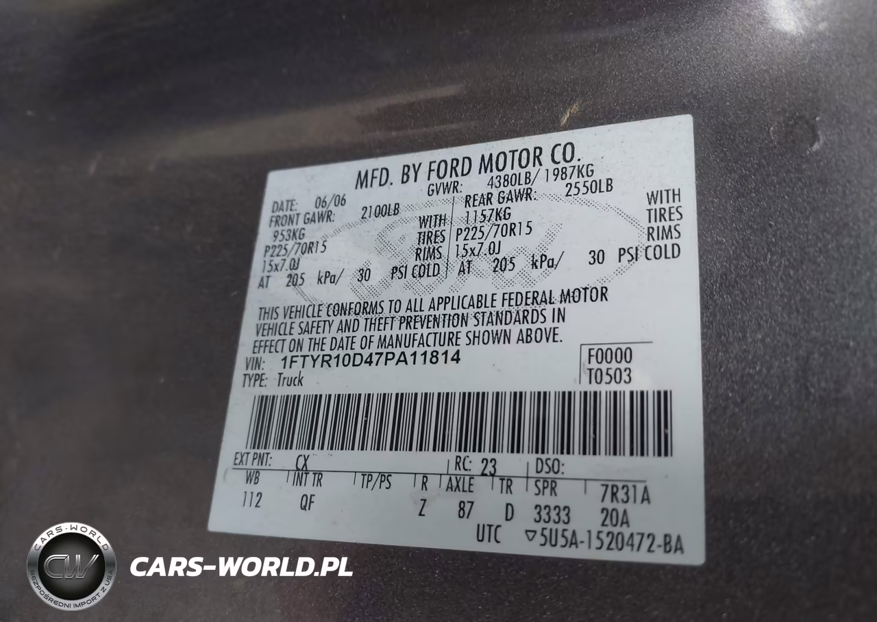 2007 Ford Ranger Stx-Xl-Xlt VIN:1FTYR10D47PA11814 - 9