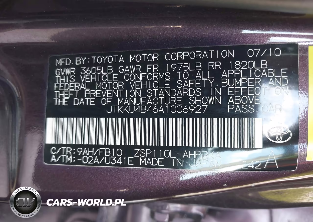2010 Scion Xd VIN:JTKKU4B46A1006927 - 9
