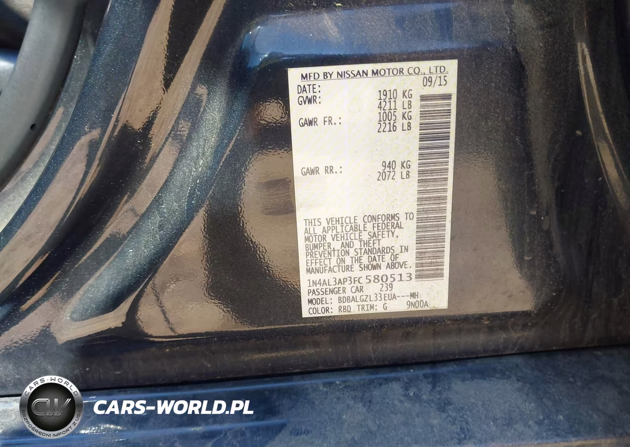 2015 Nissan Altima 2.5 S VIN:1N4AL3AP3FC580513 - 9