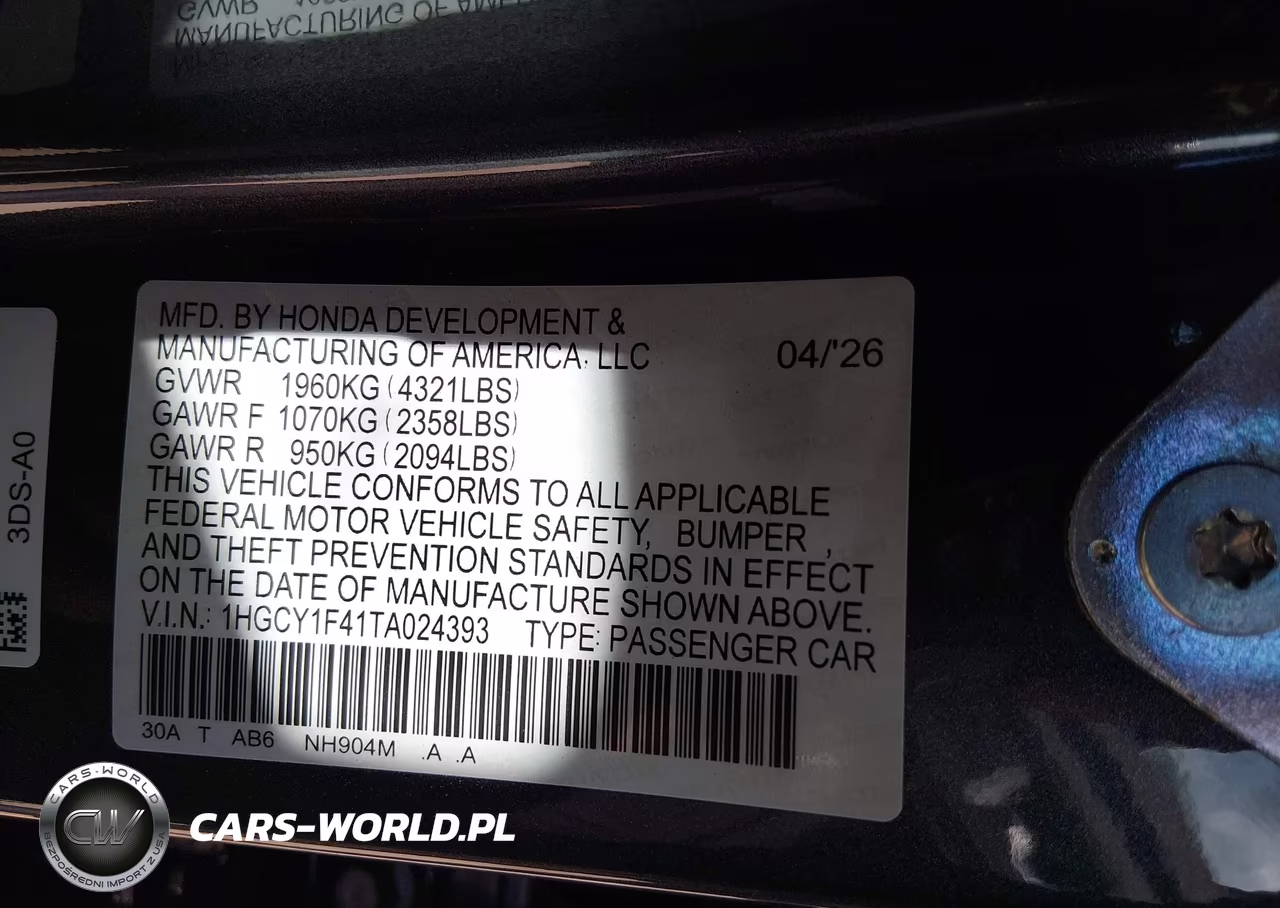 2026 Honda Accord Se VIN:1HGCY1F41TA024393 - 9