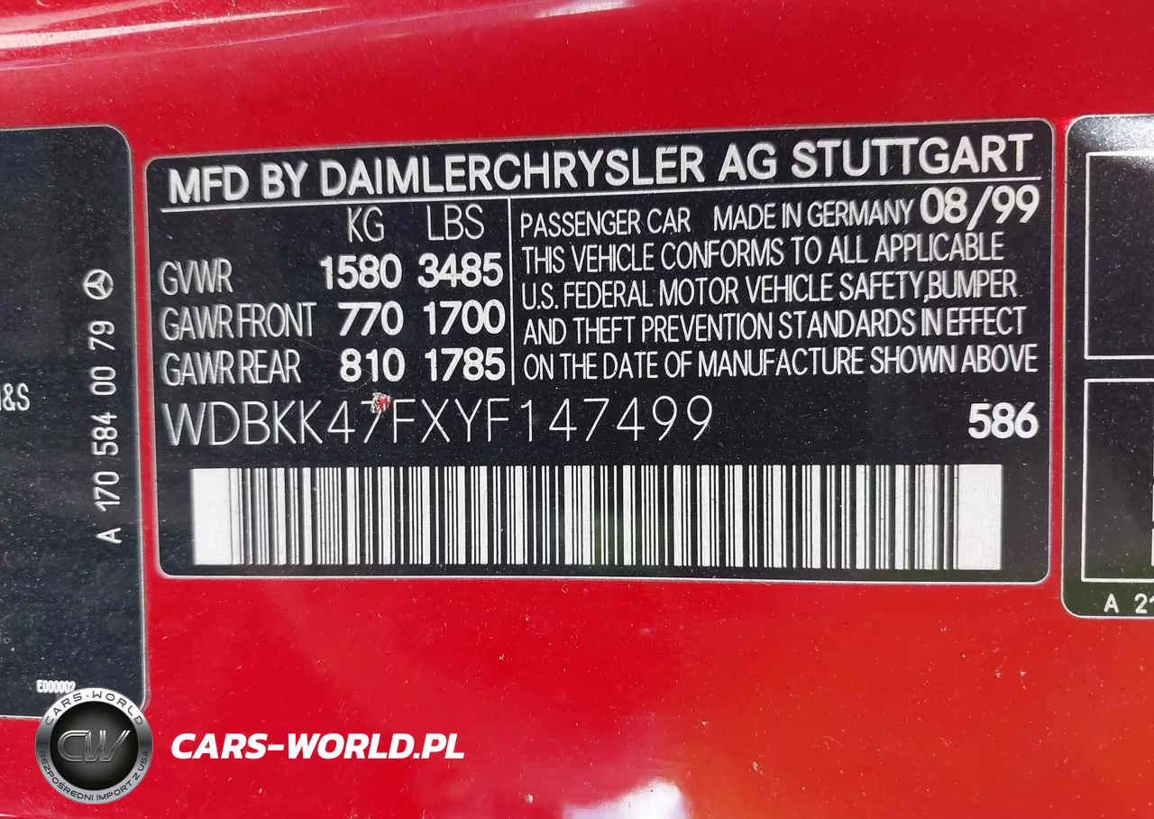 2000 Mercedes-Benz Slk 230 Kompressor VIN:WDBKK47FXYF147499 - 9
