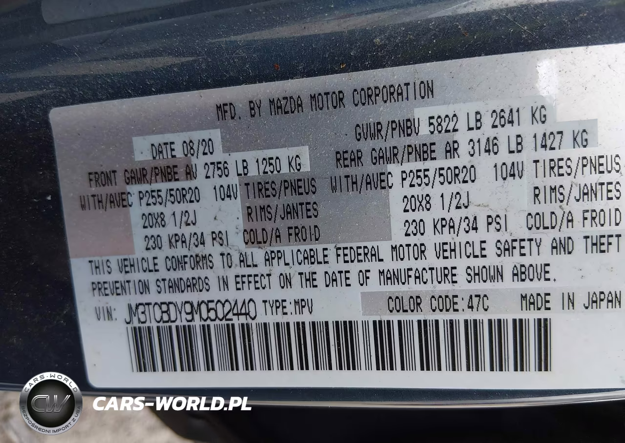 2021 Mazda Cx-9 Carbon Edition VIN:JM3TCBDY9M0502440 - 9