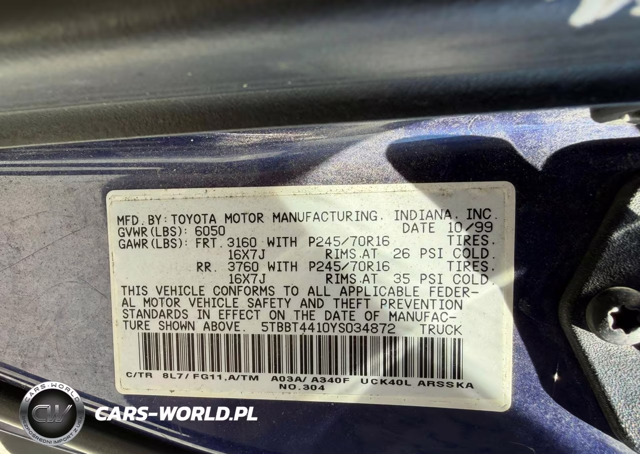 2000 Toyota Tundra Sr5 VIN:5TBBT4410YS034872 - 8