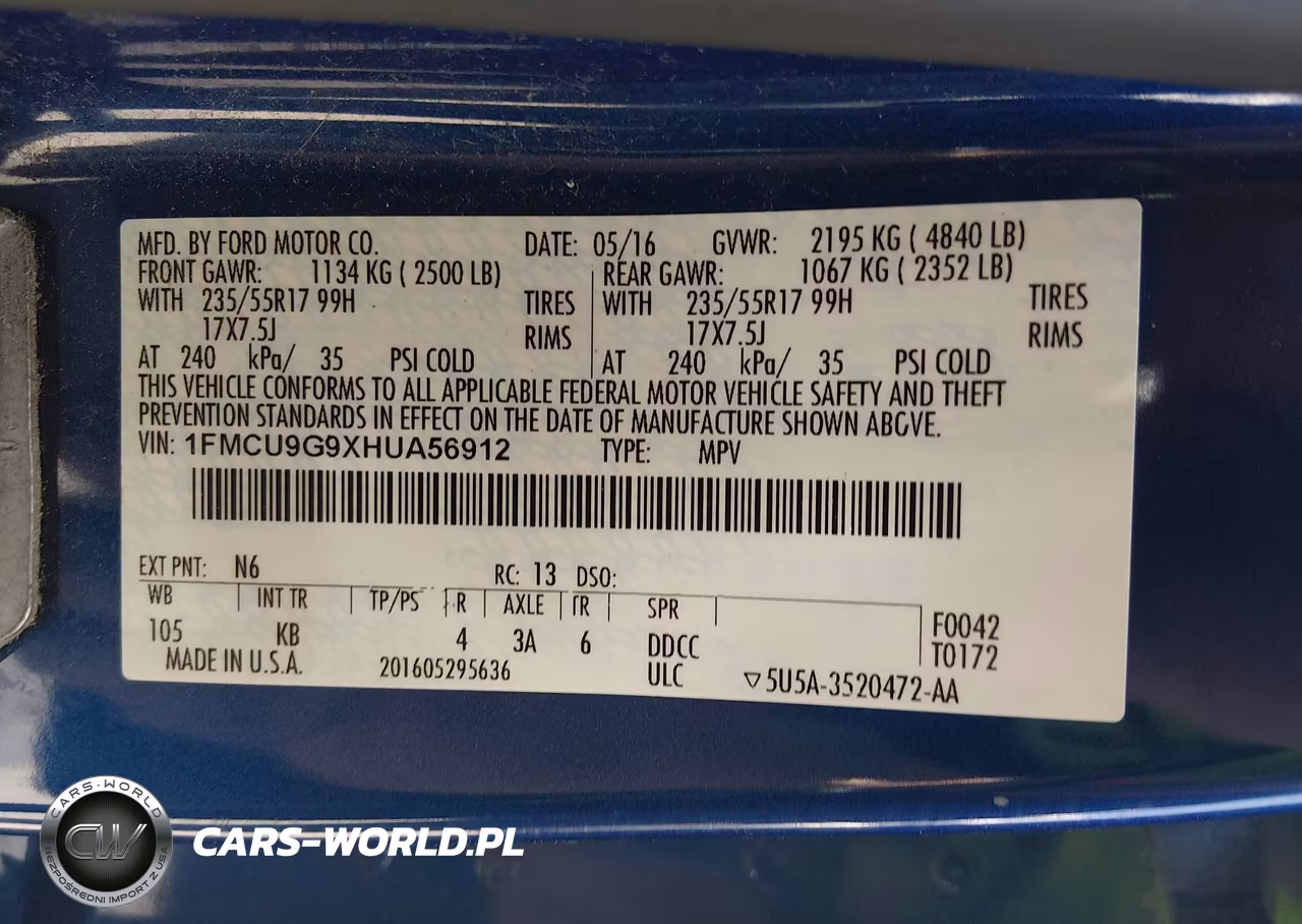 2017 Ford Escape Se VIN:1FMCU9G9XHUA56912 - 9