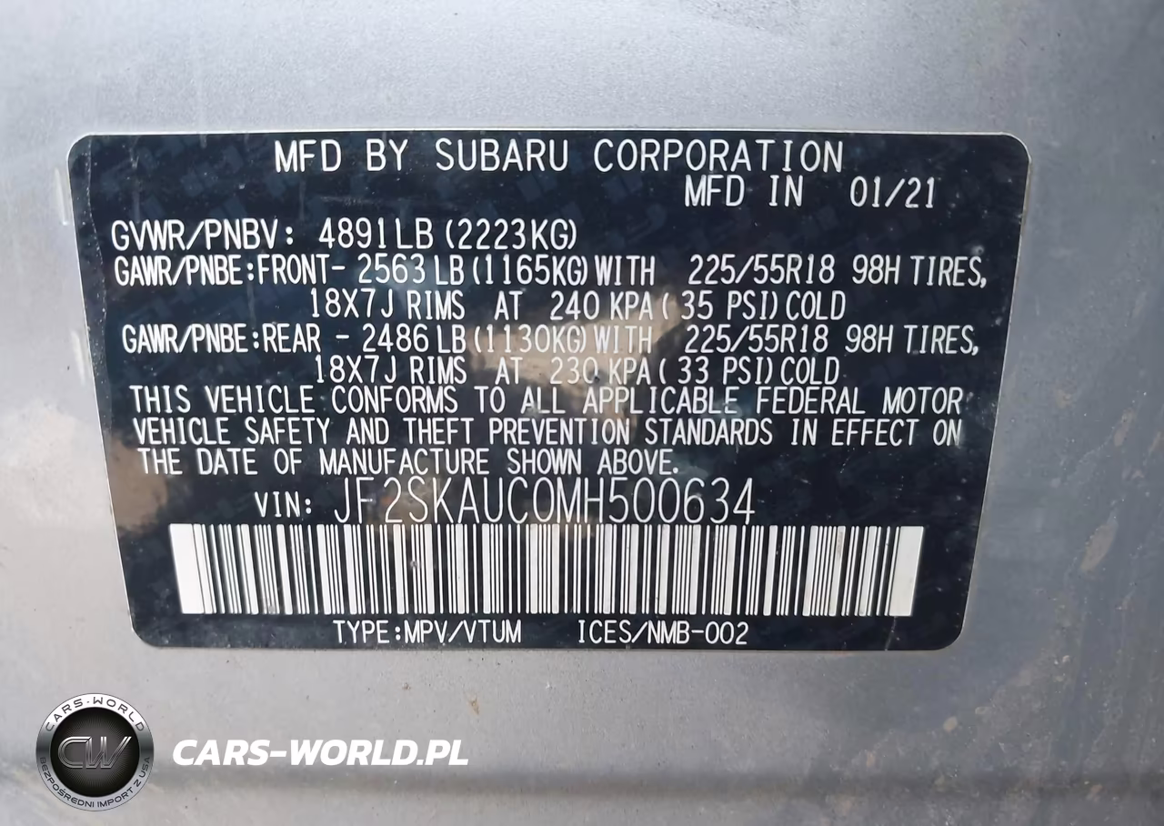 2021 Subaru Forester Limited VIN:JF2SKAUC0MH500634 - 9