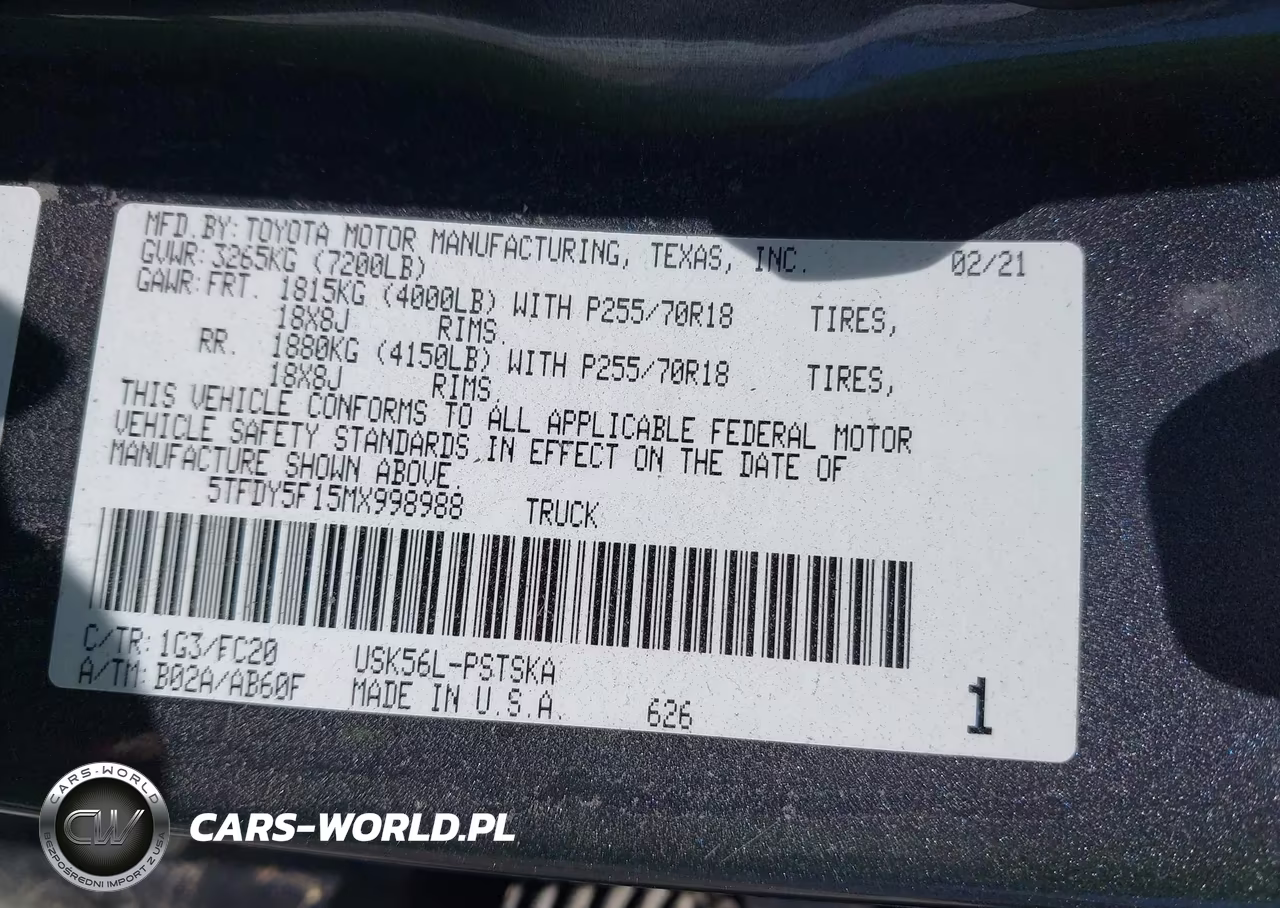 2021 Toyota Tundra Sr5 VIN:5TFDY5F15MX998988 - 9