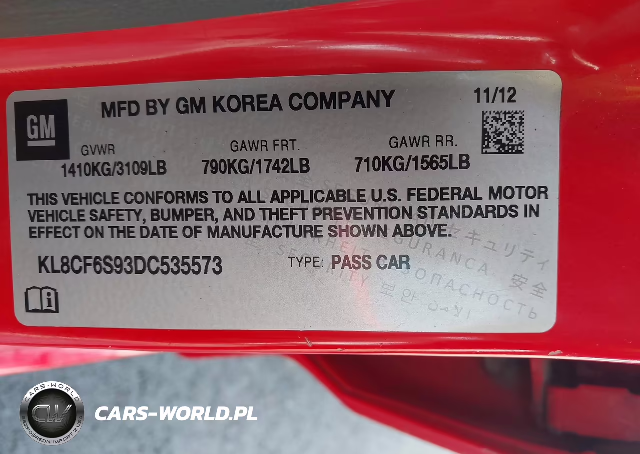 2013 Chevrolet Spark 2Lt Auto VIN:KL8CF6S93DC535573 - 9