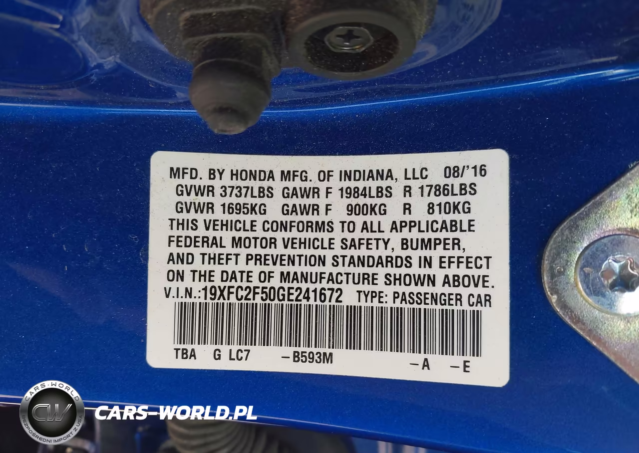 2016 Honda Civic Lx VIN:19XFC2F50GE241672 - 9