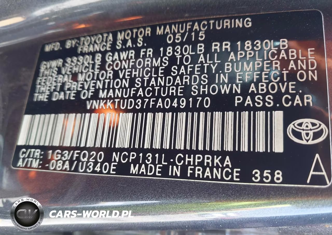 2015 Toyota Yaris L VIN:VNKKTUD37FA049170 - 9