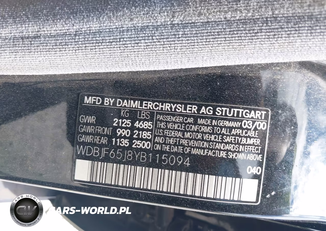 2000 Mercedes-Benz E 320 VIN:WDBJF65J8YB115094 - 9