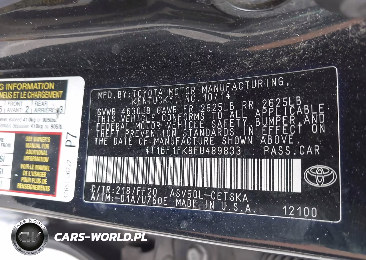 2015 Toyota Camry Se VIN:4T1BF1FK8FU489833 - 9
