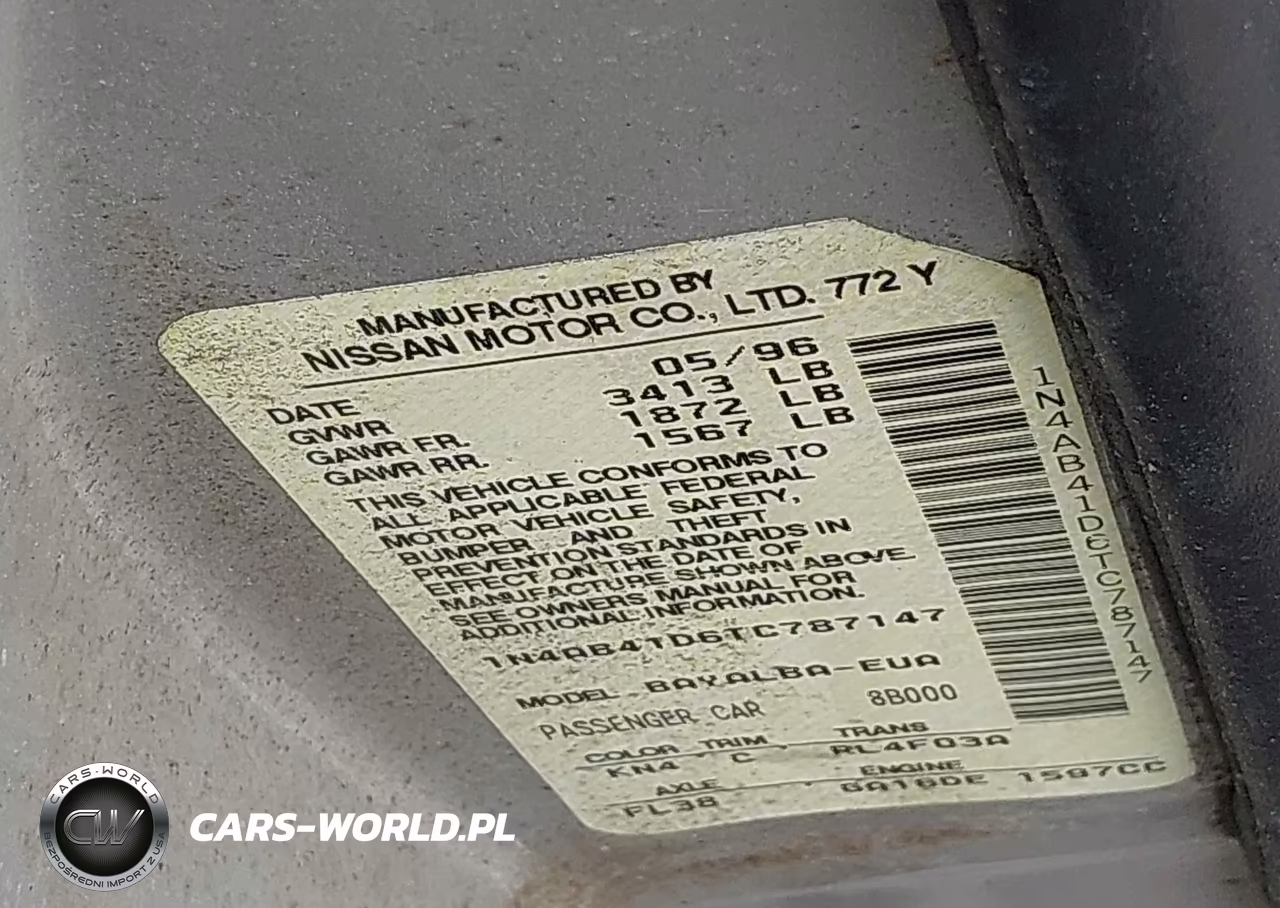 1996 Nissan Sentra E-Xe-Gxe-Gle VIN:1N4AB41D6TC787147 - 9
