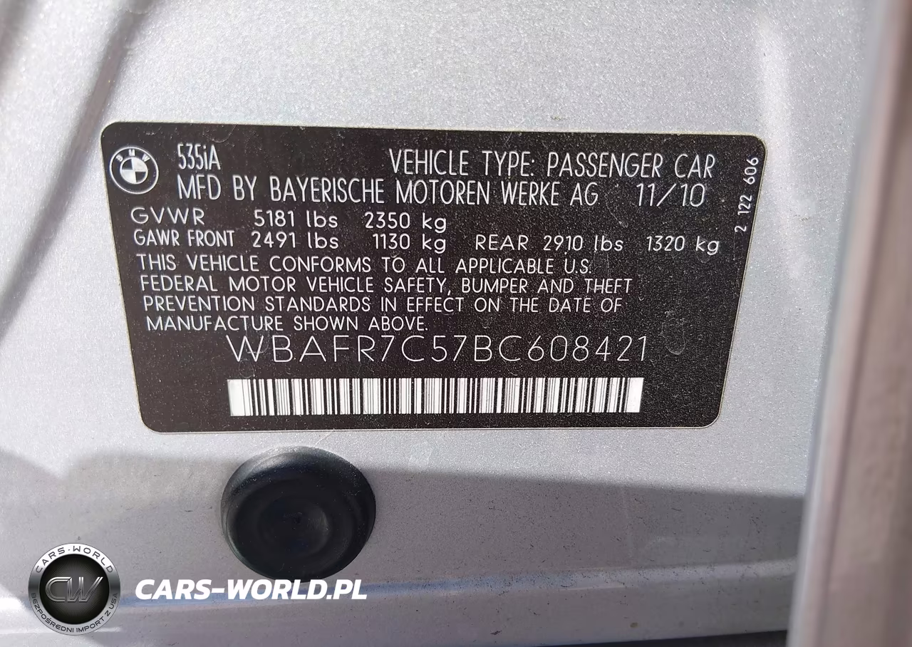 2011 BMW 535I VIN:WBAFR7C57BC608421 - 9