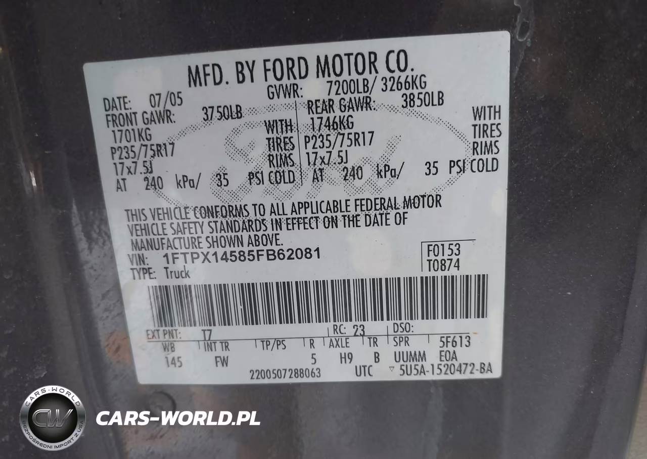 2005 Ford F-150 Fx4-Lariat-Xl-Xlt VIN:1FTPX14585FB62081 - 9