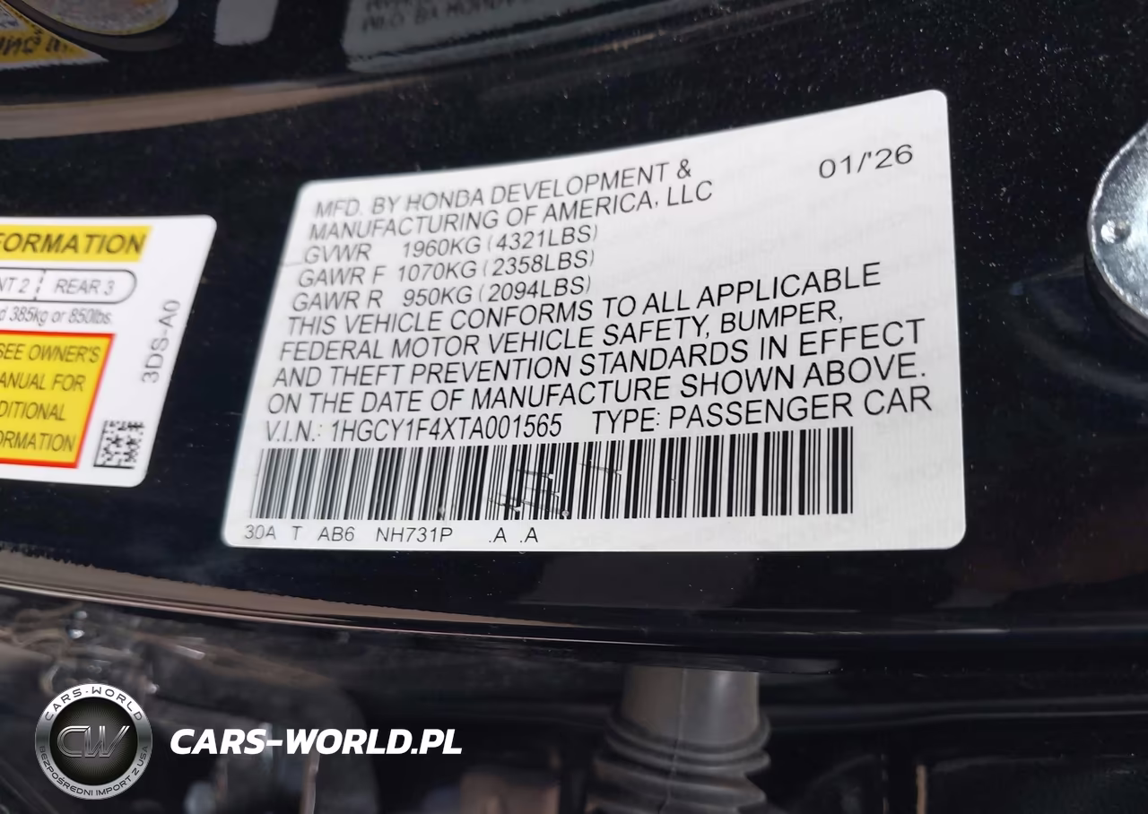 2026 Honda Accord Se VIN:1HGCY1F4XTA001565 - 9