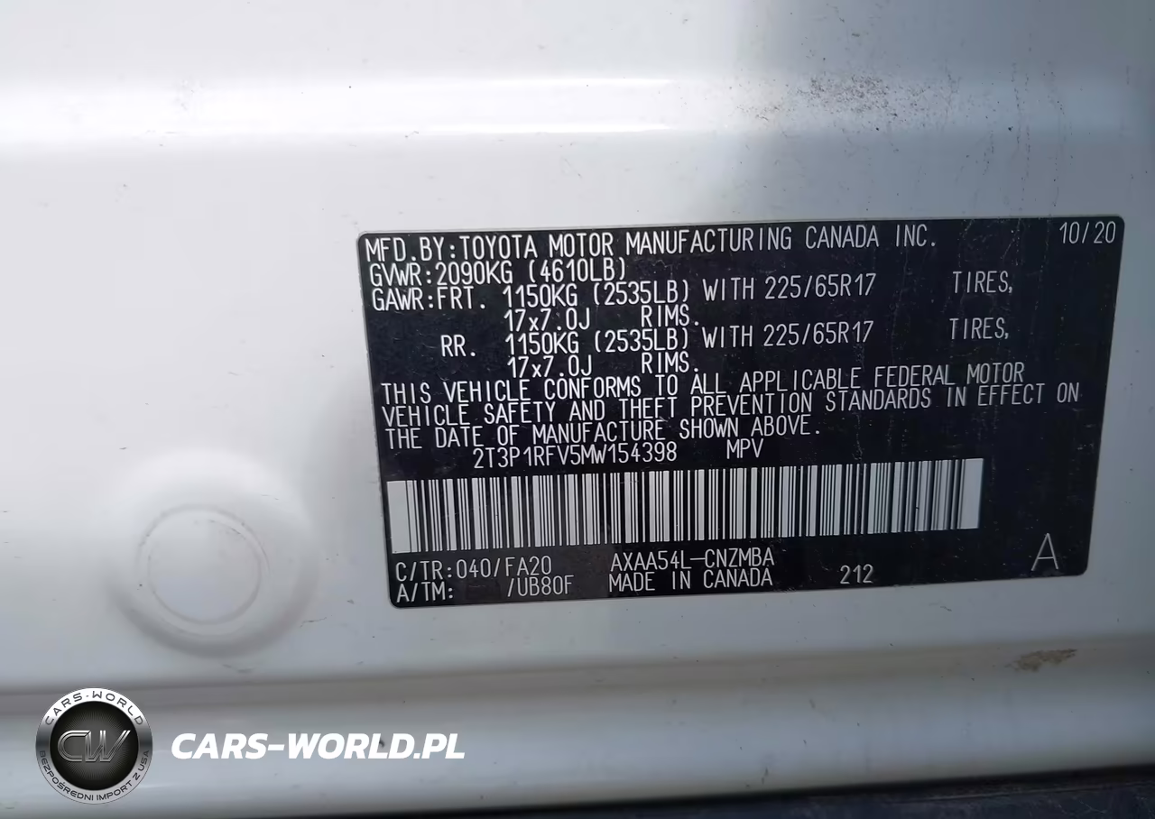 2021 Toyota Rav4 Xle VIN:2T3P1RFV5MW154398 - 9