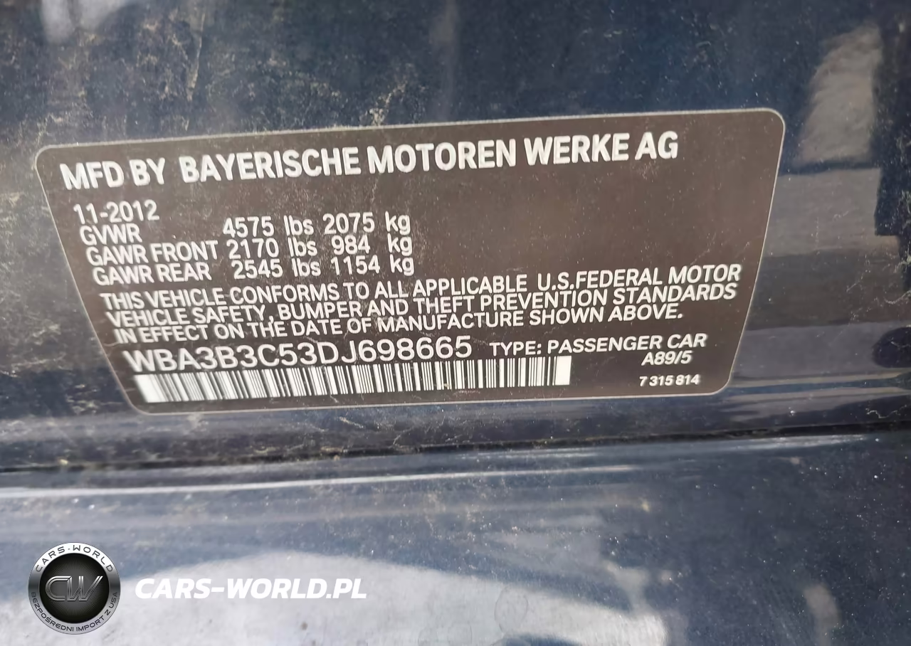 2013 BMW 328I xDrive VIN:WBA3B3C53DJ698665 - 9