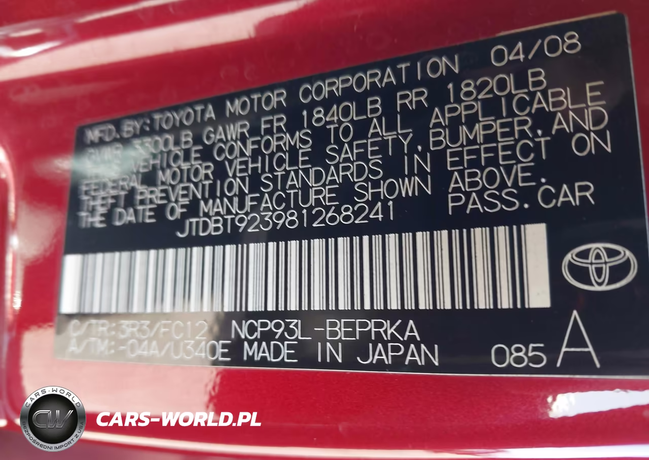 2008 Toyota Yaris VIN:JTDBT923981268241 - 9