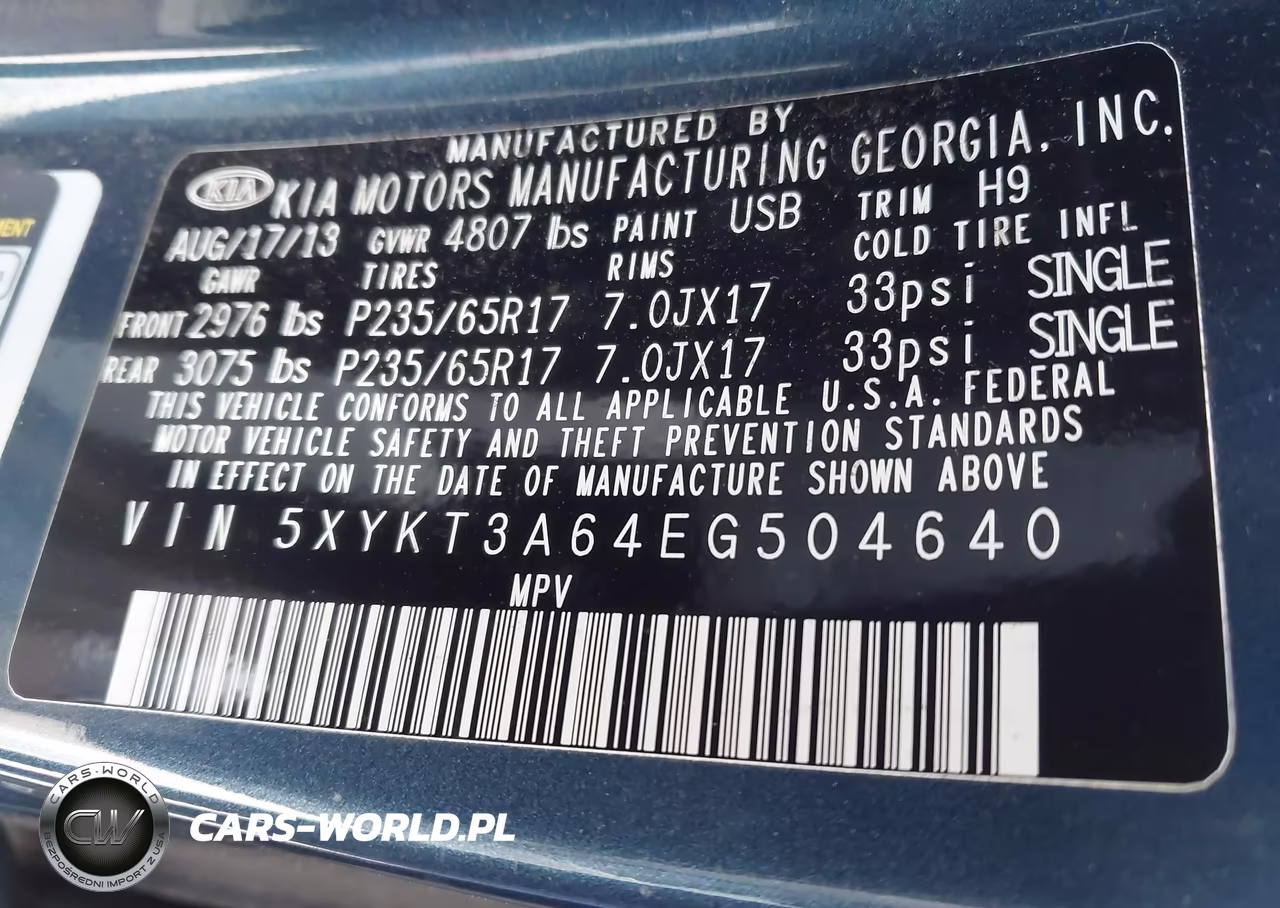 2014 Kia Sorento Lx VIN:5XYKT3A64EG504640 - 9