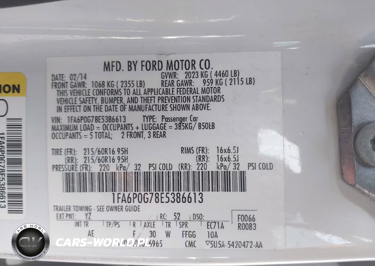 2014 Ford Fusion S VIN:1FA6P0G78E5386613 - 9