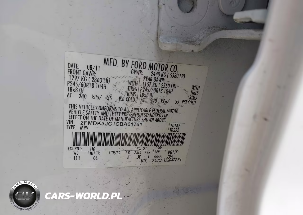 2012 Ford Edge Sel VIN:2FMDK3JC1CBA01761 - 9