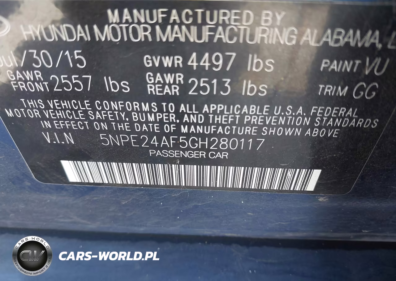 2016 Hyundai Sonata Se VIN:5NPE24AF5GH280117 - 9
