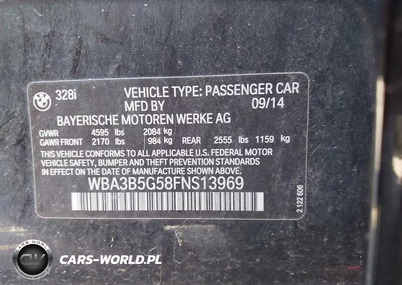 2015 BMW 328I xDrive VIN:WBA3B5G58FNS13969 - 9