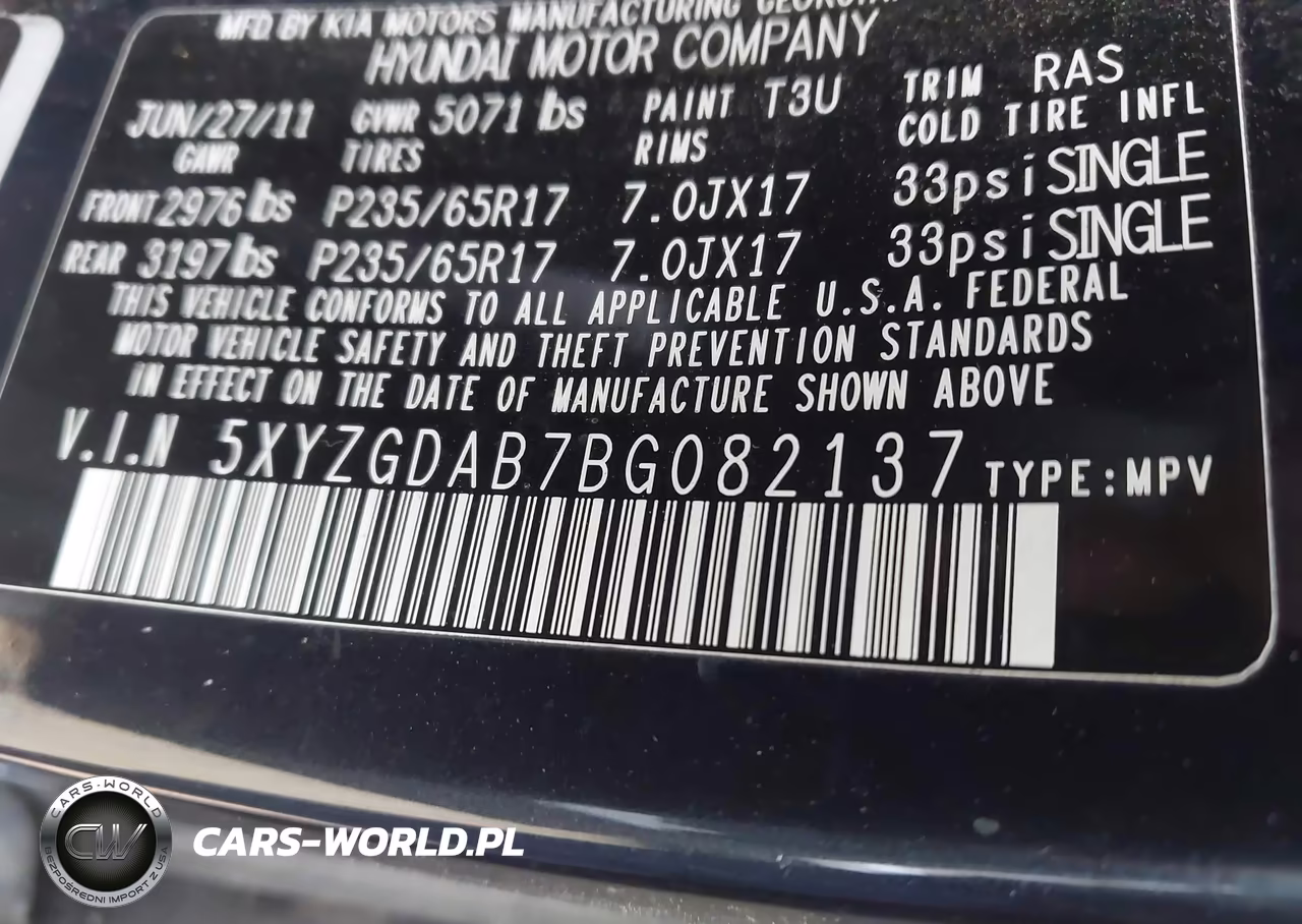 2011 Hyundai Santa Fe Gls VIN:5XYZGDAB7BG082137 - 9