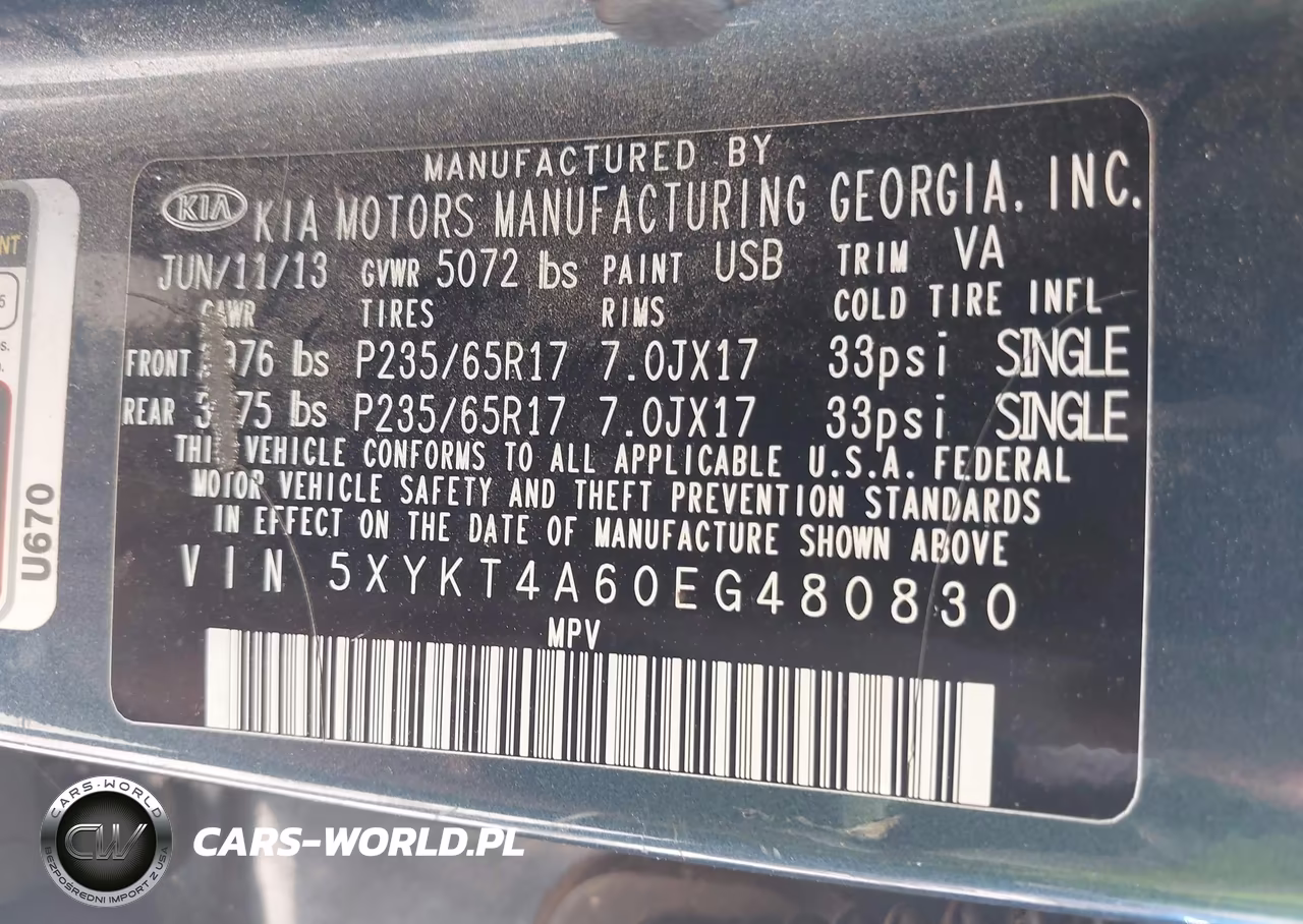 2014 Kia Sorento Lx VIN:5XYKT4A60EG480830 - 9
