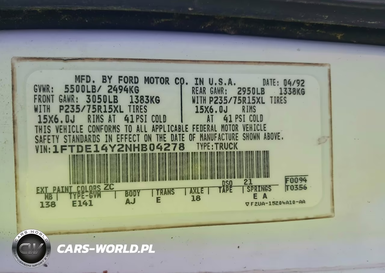 1992 Ford Econoline E150 Van VIN:1FTDE14Y2NHB04278 - 9