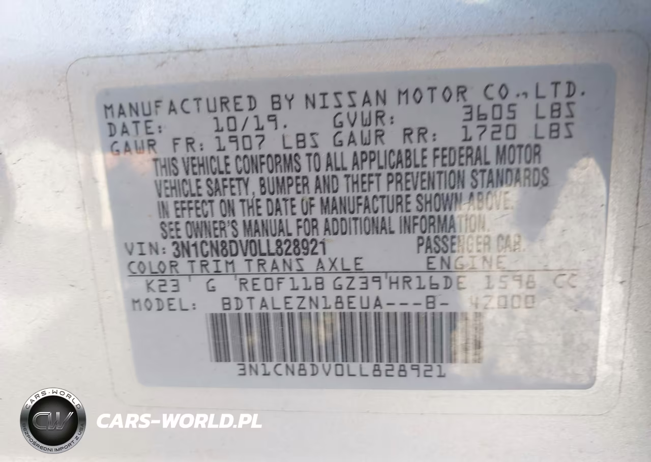 2020 Nissan Versa S Xtronic Cvt VIN:3N1CN8DV0LL828921 - 9