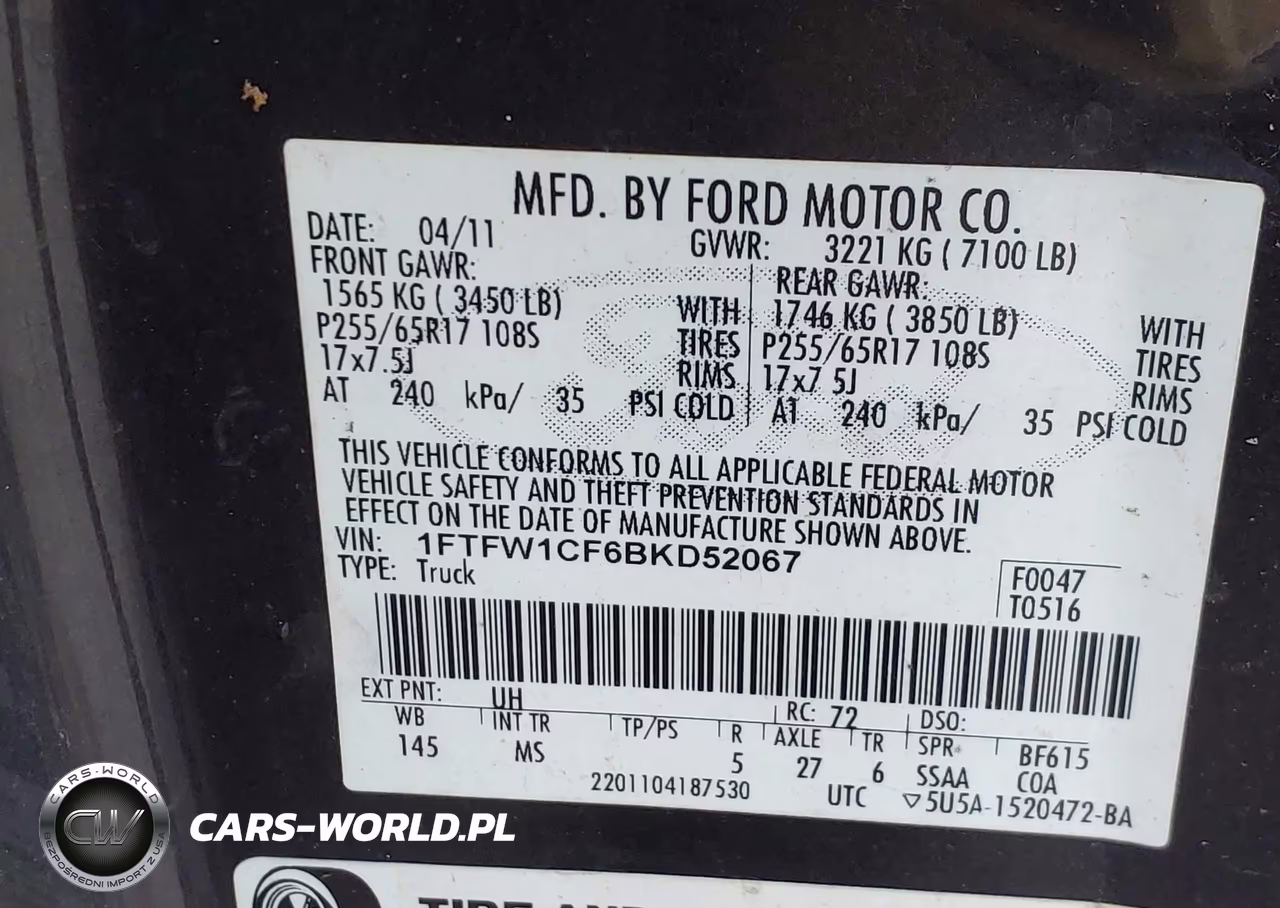 2011 Ford F-150 VIN:1FTFW1CF6BKD52067 - 9