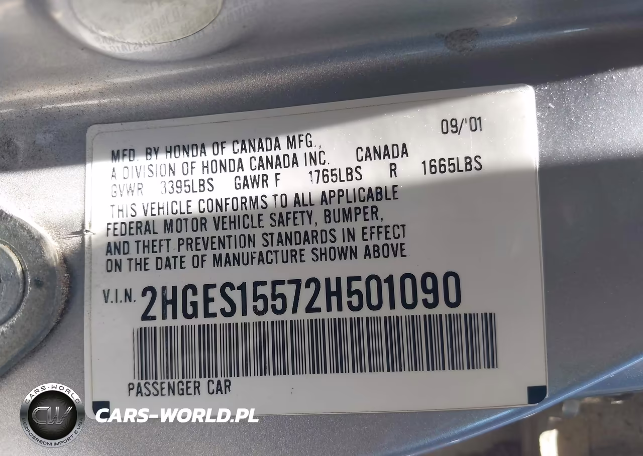 2002 Honda Civic Lx VIN:2HGES15572H501090 - 9