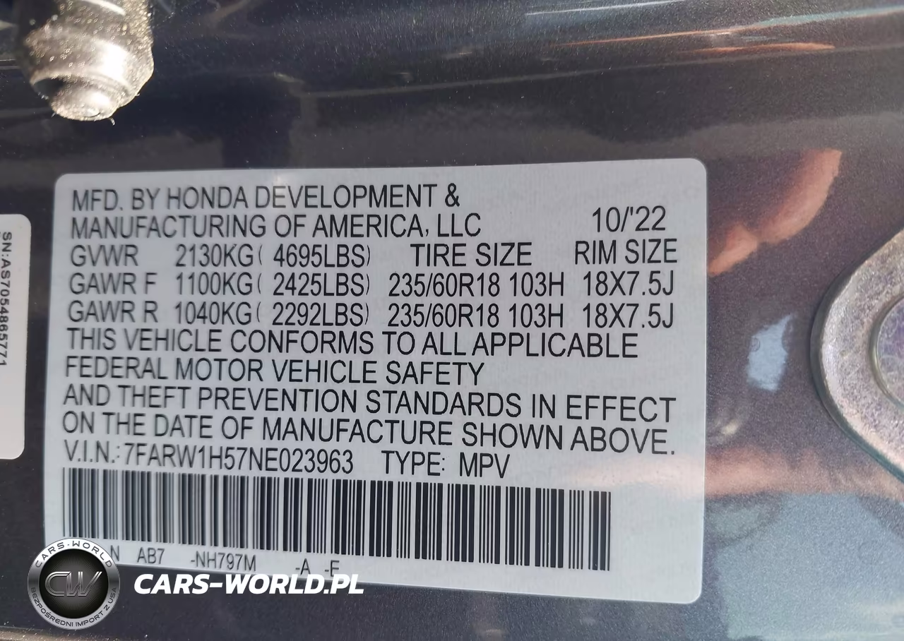 2022 Honda Cr-V 2Wd Ex VIN:7FARW1H57NE023963 - 9