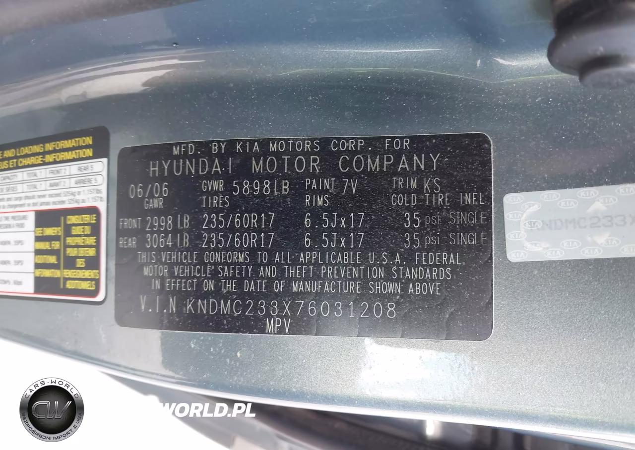 2007 Hyundai Entourage Gls-Limited-Se VIN:KNDMC233X76031208 - 9