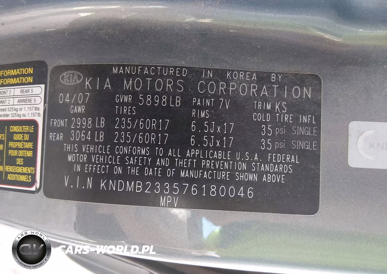 2007 Kia Sedona Ex VIN:KNDMB233576180046 - 9