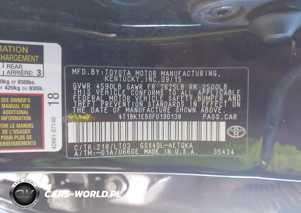 2015 Toyota Avalon Xle Touring VIN:4T1BK1EB0FU190138 - 9