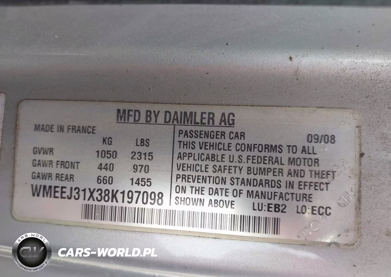 2008 Smart Fortwo Passion-Pure VIN:WMEEJ31X38K197098 - 9