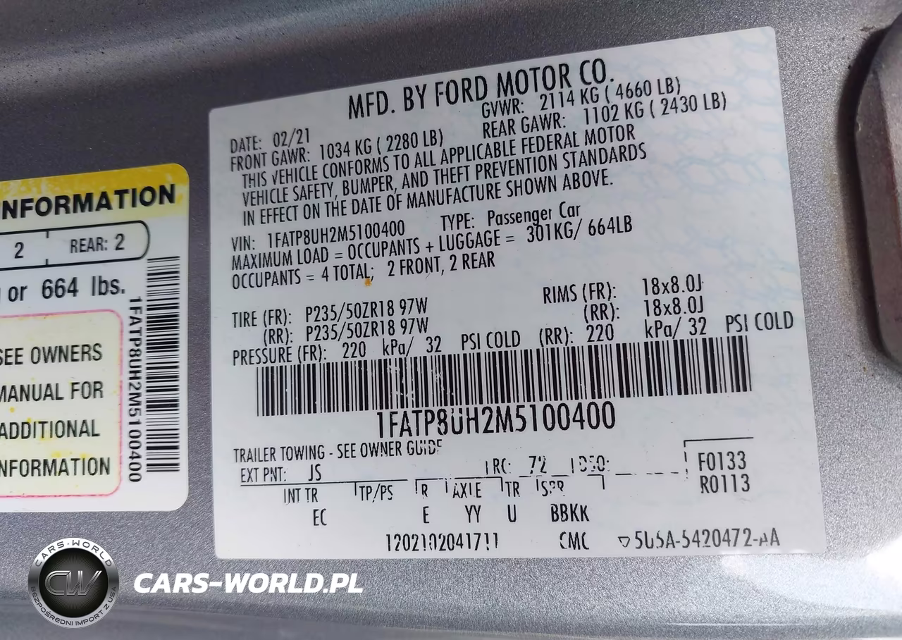 2021 Ford Mustang Ecoboost -Ecoboost Premium VIN:1FATP8UH2M5100400 - 9