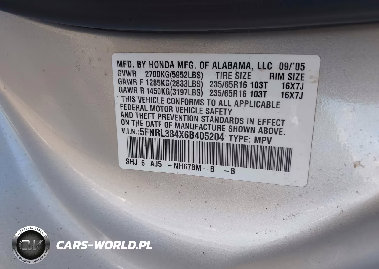 2006 Honda Odyssey Ex VIN:5FNRL384X6B405204 - 9