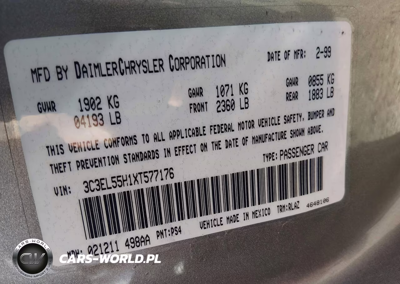 1999 Chrysler Sebring Jxi VIN:3C3EL55H1XT577176 - 9