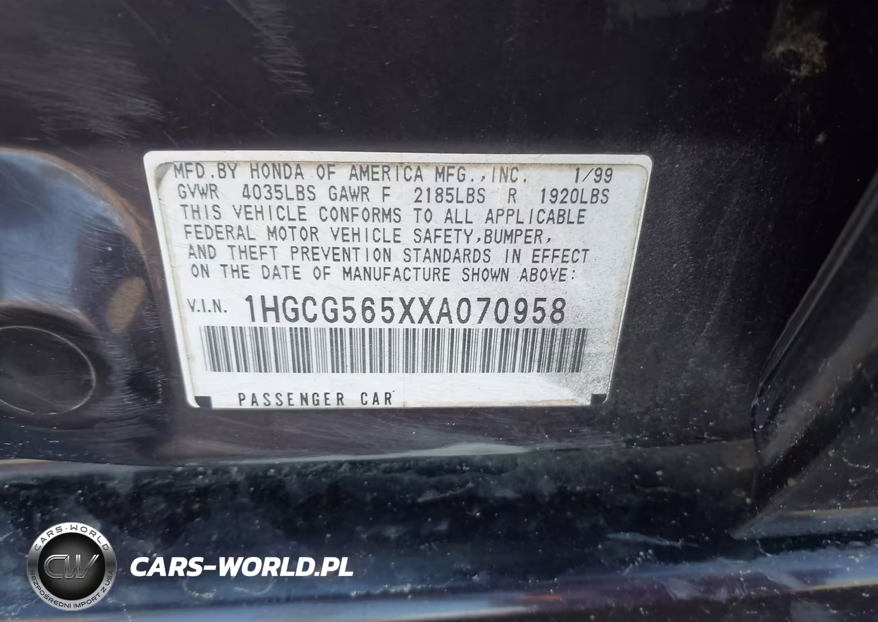 1999 Honda Accord Ex VIN:1HGCG565XXA070958 - 9