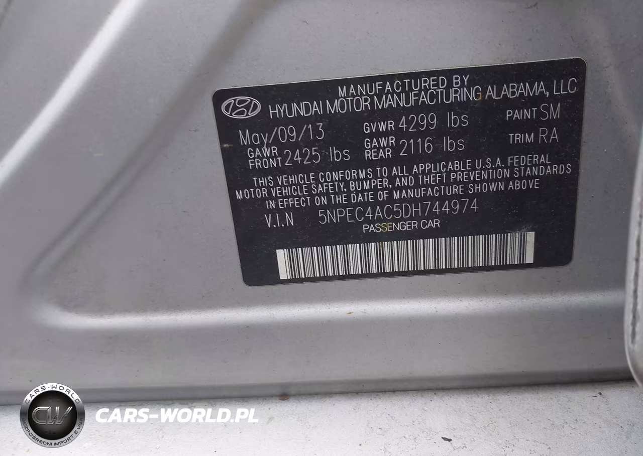 2013 Hyundai Sonata Se VIN:5NPEC4AC5DH744974 - 9