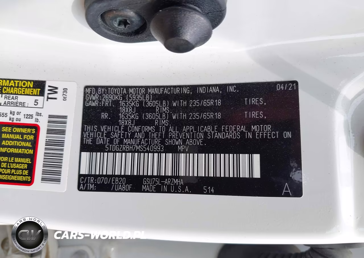 2021 Toyota Highlander Xle VIN:5TDGZRBH7MS540993 - 9
