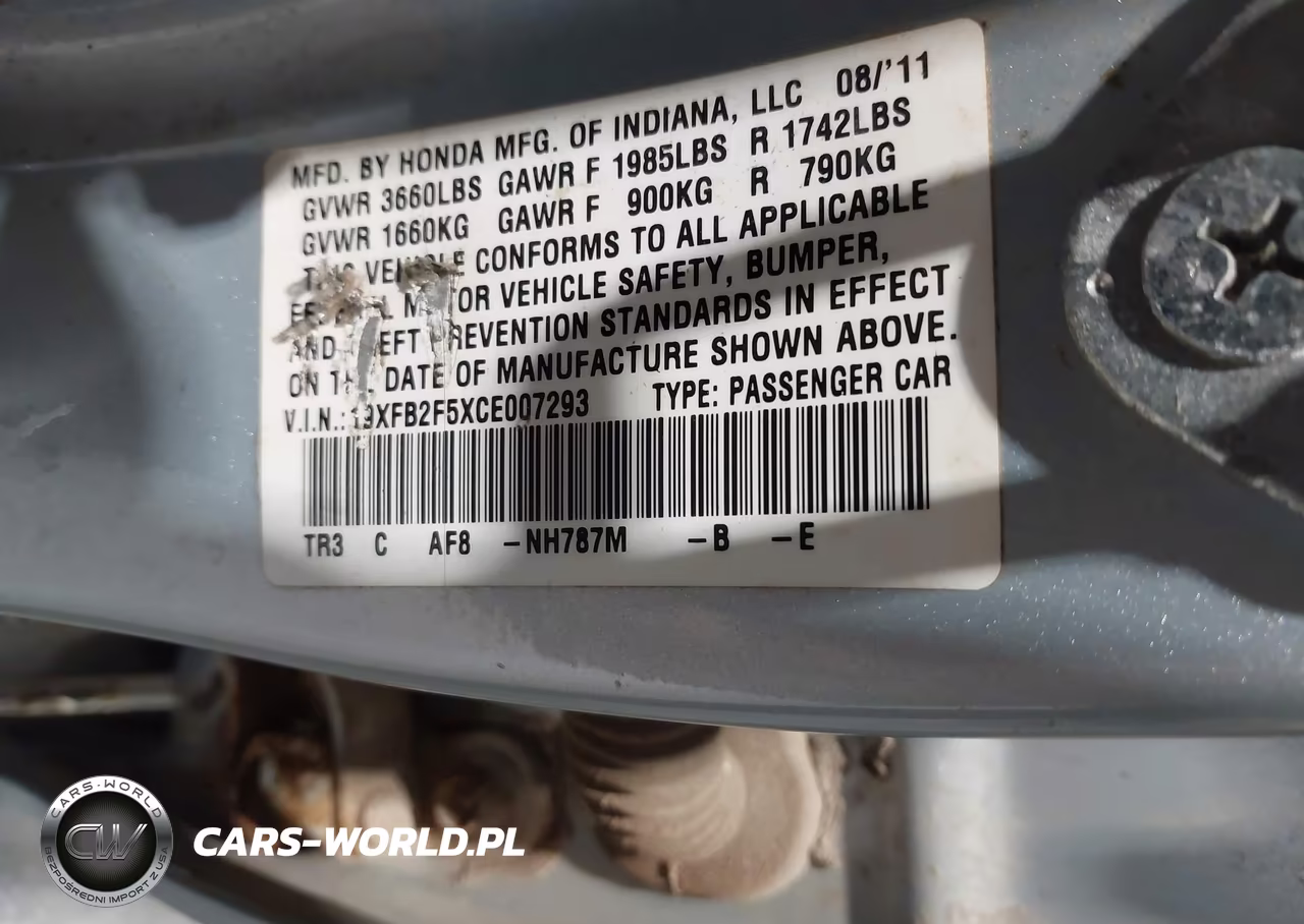 2012 Honda Civic Lx VIN:19XFB2F5XCE007293 - 9