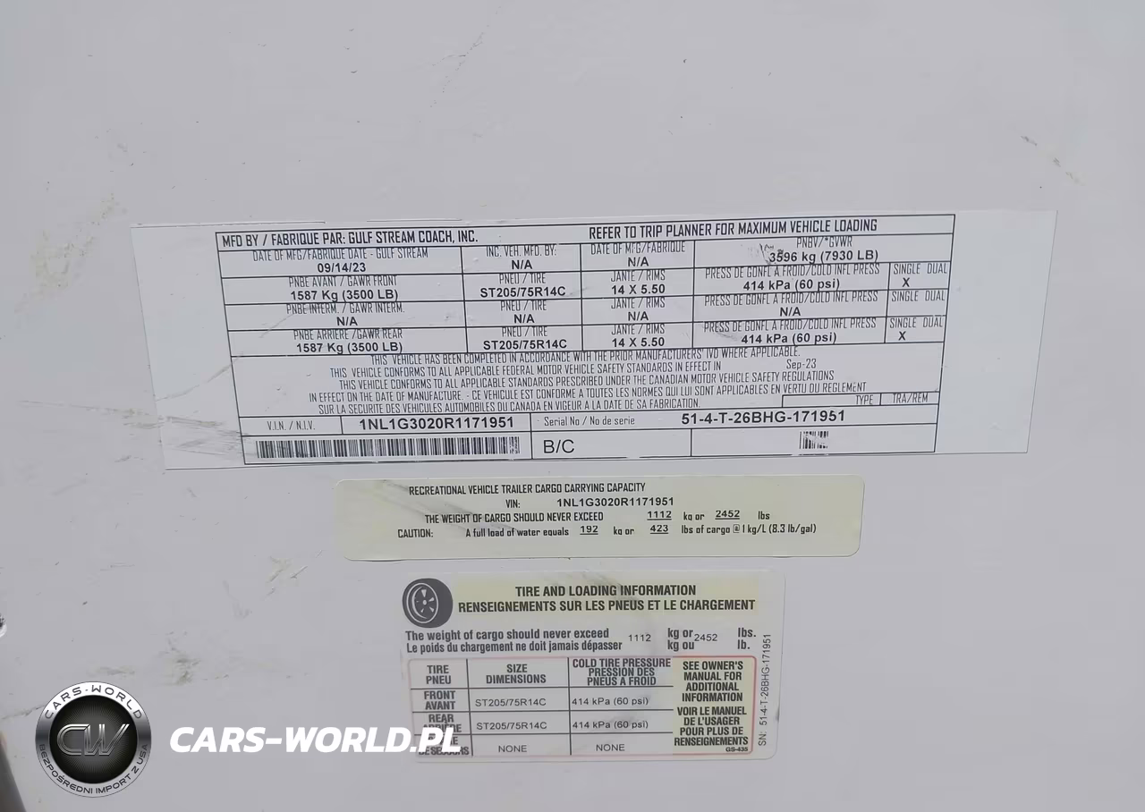 2024 Gulf Stream Camper VIN:1NL1G3020R1171951 - 9