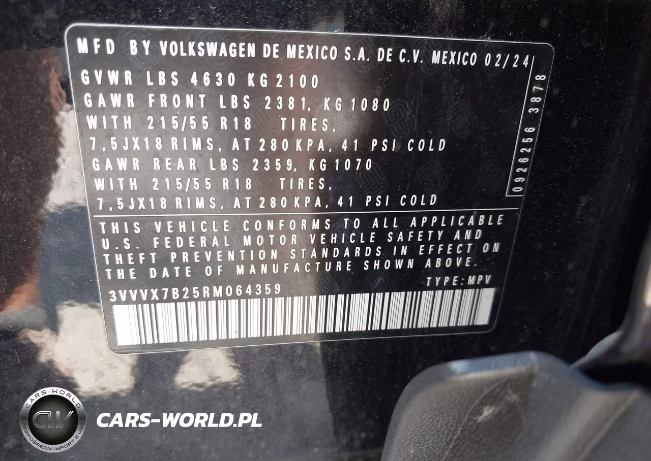 2024 Volkswagen Taos 1.5T Se VIN:3VVVX7B25RM064359 - 9