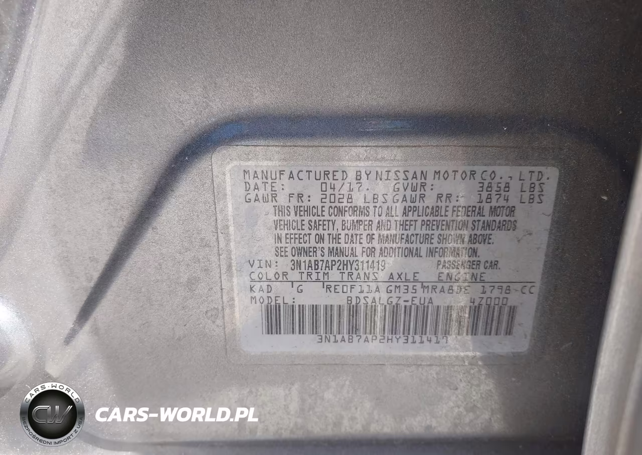 2017 Nissan Sentra Sl VIN:3N1AB7AP2HY311419 - 9