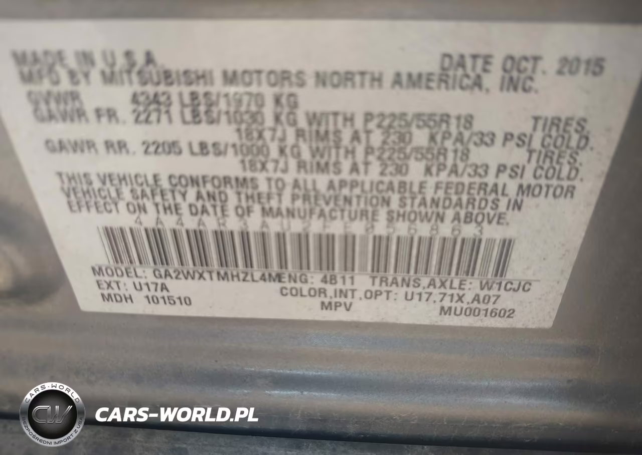 2015 Mitsubishi Outlander Sport Es VIN:4A4AR3AU2FE056863 - 9