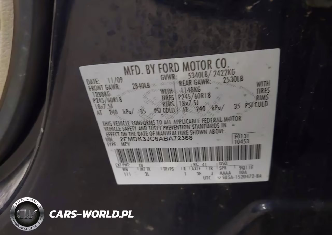 2010 Ford Edge Sel VIN:2FMDK3JC6ABA72368 - 9